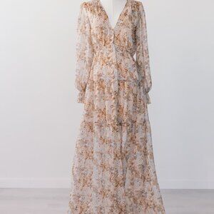 Aakaa elegant neutral beige/white flowy dress